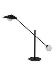Quill 2 Light Table Lamp in Black with Opal Glass Shades