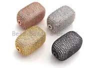Large CZ Micro Pave Barrel Rectangle Spacer Beads, sku#X145