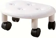 AIMALL Multi-Purpose Mobile Low Stool with 360° Swivel Wheels, Waterproof ABS Plastic, Non-Slip Surface, 13.1x5.9 Inches, White