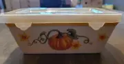 Temptations Harvest Ovenware 12 oz Mini Loaf Pan Pumpkin w/Lid. Thanksgiving New