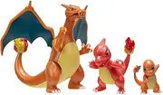 Pokémon Select Evolution 3 Pack - Features 2-Inch Charmander, 3-Inch Charmeleon and 4.5-Inch Charizard Battle Figures, Multi