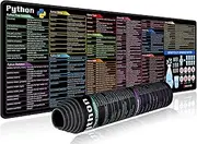 excovip Python Commands Shortcuts Mouse Pad -90x30x0.2 cm Extended Large Cheat Sheet Mousepad PC Office Spreadsheet Keyboard Mouse Mat Non-Slip Stitched Edge 0402