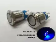 2 of MARINE SS304 BLUE LED 12V FLUSH LIGHT AUTO ON-OFF PUSH SWITCH RING BUTTON