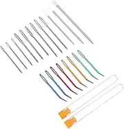 UTHCLO Big Eye Bent Needles Set for Knitting Crochet Sewing Tapestry Durable Aluminum Nylon Iron Smooth Tip Storage Bottle