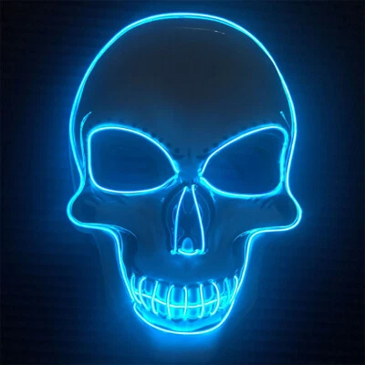 Halloween Glow Ghost Skull Face Mask EL Horror Scary Led Mask For Party