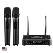 Wireless Microphone System, Professional Karaoke Microphone UHF Dual Channel ...