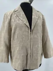 NEW NWT Chico’s Beige Texture Sheen Paulette 3/4 Sleeve Jacket Size 2 MSRP $99