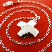 Necklace Chain Real 925 Sterling Silver Filled Solid Ladies Cross Pendant Design