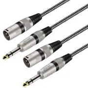 Brand, 3 FT/2Pack XLR Male to 1/4 Inch TRS Cable, Nylon Braided, Pure Copper ...