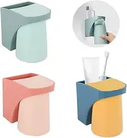 3 Pcs Magnetic Toothbrush Holder, Wall Mounted Toothbrush Cup Holder Without Drilling, Portable Electric Toothbrush, Toothbrush Cup Plastic for Family and Bathroom