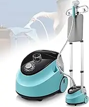 Powerful 2000W Clothes Steamer – Upright Ironing Machine with 1.5L Tank, 9-Hole Steam Head & Wheels, Adjustable Height Garment Steamer for Home