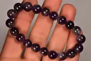 *AMETHYST* BRACELET 25.6g Polished Round Bead Elastic Healing Crystal Quartz