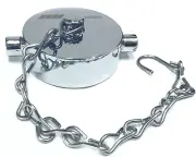 1-1/2" NST NH Fire Hose Hydrant Cap Polished Chrome on Brass & Stainless Chain