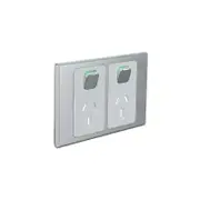 Clipsal Iconic STYL Double Switched Internal Power point Cover Plate Silver - S3025C-SV
