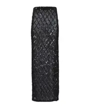 Long skirt with sequins M black