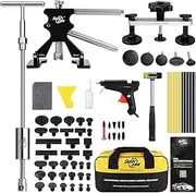 Super PDR Car Dent Puller Kit 75pcs, Paintless Dent Repair Kit with Bridge Dent Puller and 2 in 1 T-bar Puller for Repair Work of Big Dents, Small Dents, Dings and Hail Damage