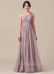 A-Line One-Shoulder Floor-length Chiffon Bridesmaid Dress JJ's House Size 14 NWT