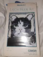 Latch Hook Kit Black White Cat Kitten12 x12 WonderArt #4600