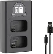 blumax Mini Dual Charger for Sony NP-FW50 Batteries - USB-C/Micro USB for Charging - Charger is Compatible with Sony Alpha 7 II 7R 7S II 6500 ZV-E10