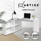 130cm Office Computer Desk Corner L-shape Study Table 4-cube bookcase Desk White