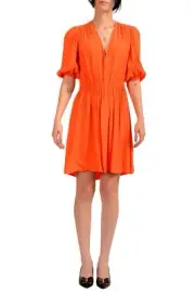 Hugo Boss Women's "Kamen-1" Orange 3/4 Sleeve Fit&Flare A-Line Dress US 2 IT 38