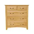 New Avalon Solid American Oak Timber 5 Drawer Tallboy / High Chest