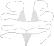 [Motanar] Women’s Sheer Extreme Bikini Halterneck Top and Tie Sides Micro Thong Sets