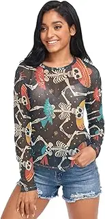[RPLIFE] Skeleton Hands Holding Red Flowers Long Sleeve Fishnet Top, Sexy Mesh Top