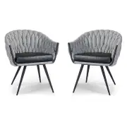 Set of 2 - Peak Fabric Dining Armchair - Volcanic Ash