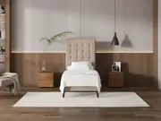 My Style Buttoned Headboard & Slimline Base - Single / Natural / Slimline Base