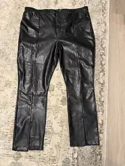 Abercrombie & Fitch Pants 37 Black Faux Leather Skinny Ultra High Rise Split Hem