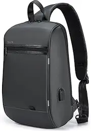 [Kingsons] Laptop Sling Backpack Anti Theft Bag， Hiking Daypack 13 Inch Waterproof Nylon Travel Bags for Men, Single Shoulder Camping Dayback with USB Charging Port for Traveling