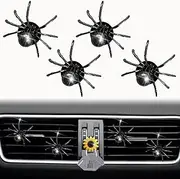 4 Pcs Bling Spider Car Air Fresheners Vent Clips, Cute Lovely Spider Car Air Vent Clips Funny Diamond Diffuser Vent Clip Decoration Interior Decor Bling Accessories for Women Men（Black）