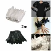 2 Meters Goose Feather Fringe Decor for DIY Sewing Costume Millinery Art Craft