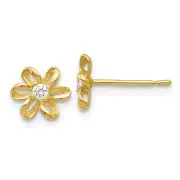 14k Yellow Gold Children's CZ 8mm Flower Post Earrings Madi K Jewelry