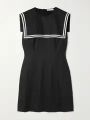 [DÔEN] DÔEN - Monroe Striped Linen Mini Dress - Black - US6 US 6 Black
