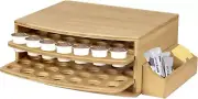 70 Capacity 2-Tier Bamboo Coffee Pod Holder Storage Organizer with Drawer for K-