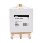 3 Pack Mini Easel and Canvas - White