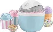 Giles & Posner Ice Cream Maker - Electric Frozen Yoghurt, Sorbet, Dairy Free Milk Churner, 500ml Quick Freeze Bowl, Home-Made In 30 Minutes, Detachable Paddle, Compact, Perfect For Kids, Blue