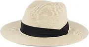 [AZIDWERYQ] Sun Hats for Women, Classic Wide Brim Beach Hat with Black Ribbon, UV Protection Adjustable Foldable Lightweight Straw Hat for Beaches, Parks, Camping, Vacations Sun Hat