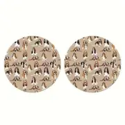 2 Pc Car Cup Holder Coasters - Dog - Basset Hound - Faux Leather