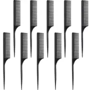 10 Pcs Rat Tail Comb Styling Carbon Heat Resistant anti Static Teasing Comb for