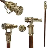 Nautical Brass Telescope Handle Wooden Cane Collectible Handmade Wooden Walking Stick