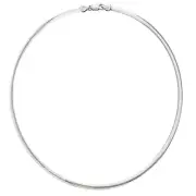 Savlano 925 Sterling Silver 4MM Italian Solid Flat Omega Chain Necklace for W...