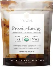 Truvani Protein + Energy Drink Mix with 87Mg Caffeine | Chocolate Mocha | 12G Or
