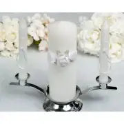 Rose Plush Satin and Organza Wedding Unity Candle Set