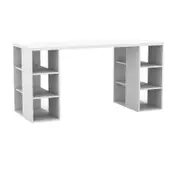 Bloc White Desk With Storage Shelves