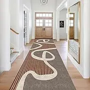 Modern Brown Rubber Backed Non Slip Carpet Very Long Hallway Hall Runner Narrow Rugs 1m 1.5m 2m 2.5m 3m 3.5m 4m 4.5m 5m 5.5m 6m Corridor Kitchen Entryway Runner Mat(2ft×9.8ft/60×300cm)