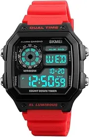 [YOOTEN] Mens Digital Dual Time Sport Watch with Alarm Stopwatch Luminous 1299