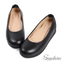在飛比找momo購物網優惠-【SANDARU 山打努】娃娃鞋 圓頭真皮鞋墊厚底鞋(黑)